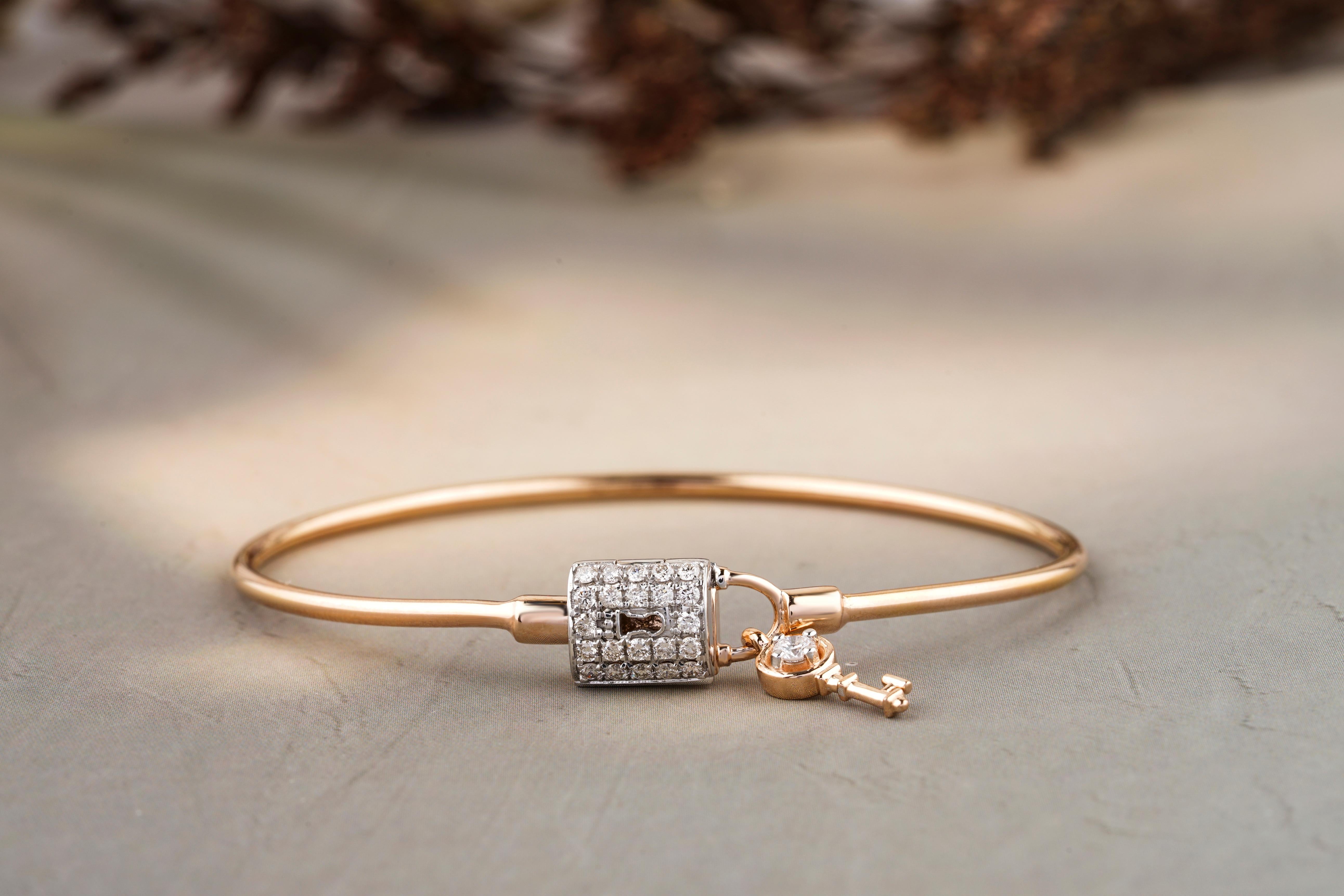 De las mujeres Pulsera de diamantes Lock & Key de oro macizo de 14k (certificado) en venta