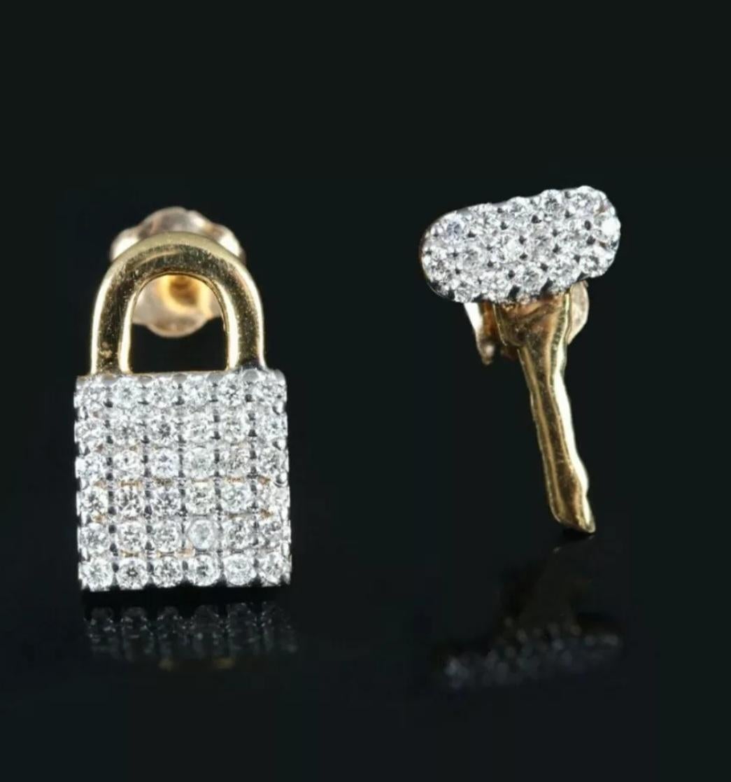 Lock key stud earring 14K yellow gold diamond ear stud fine luxury jewelry gift

Material
Diamond, 14K Yellow Gold
Metal
Yellow Gold
Total Carat Weight
0.24 & Under
Diamond weight
0.23 cts approx
Item Length
10mm Approx
Main