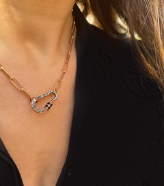 Lock Necklace in 14K Rose Gold with Black Diamond