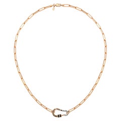Lock Necklace in 14K Rose Gold with Black Diamond