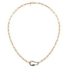 Lock Necklace in 14K Rose Gold with Black Diamond