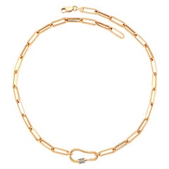 Lock Necklace in Rose Gold with White Diamond