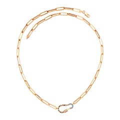 Lock Necklace in Rose Gold with White Diamond 
Sapphire