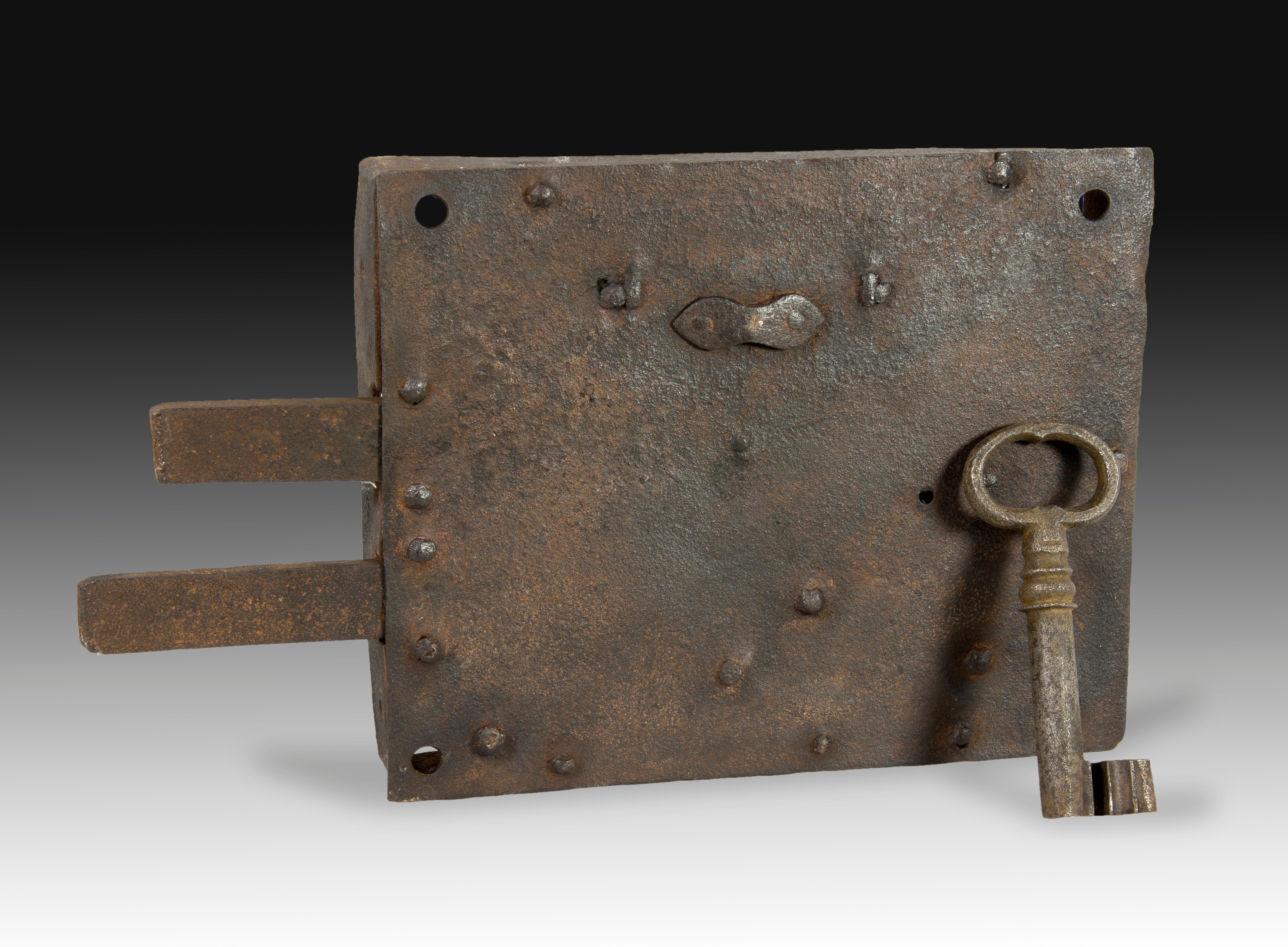 Neoclassical Lock with Key, Iron, 19th Century