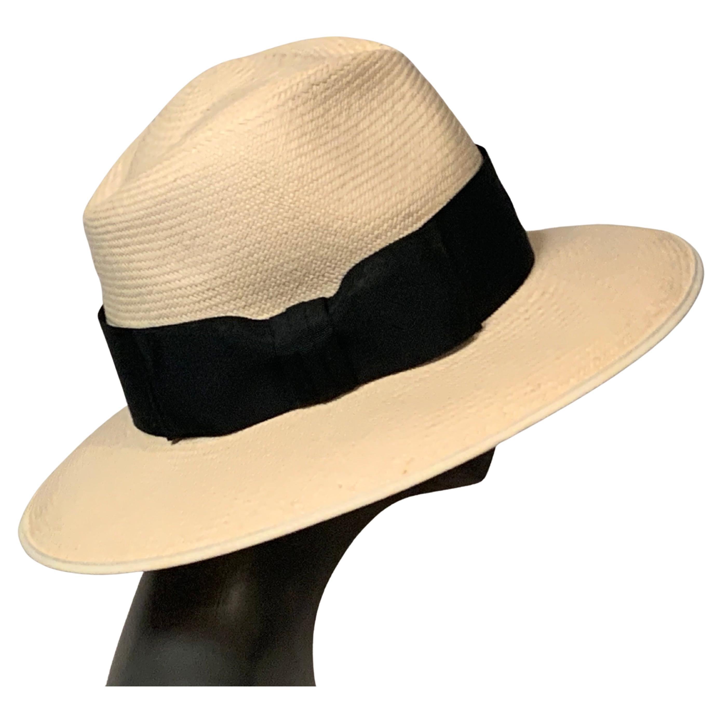 Sombrero de paja Panamá auténtico de Locke & Co, Londres, con cinta negra alrededor de la copa