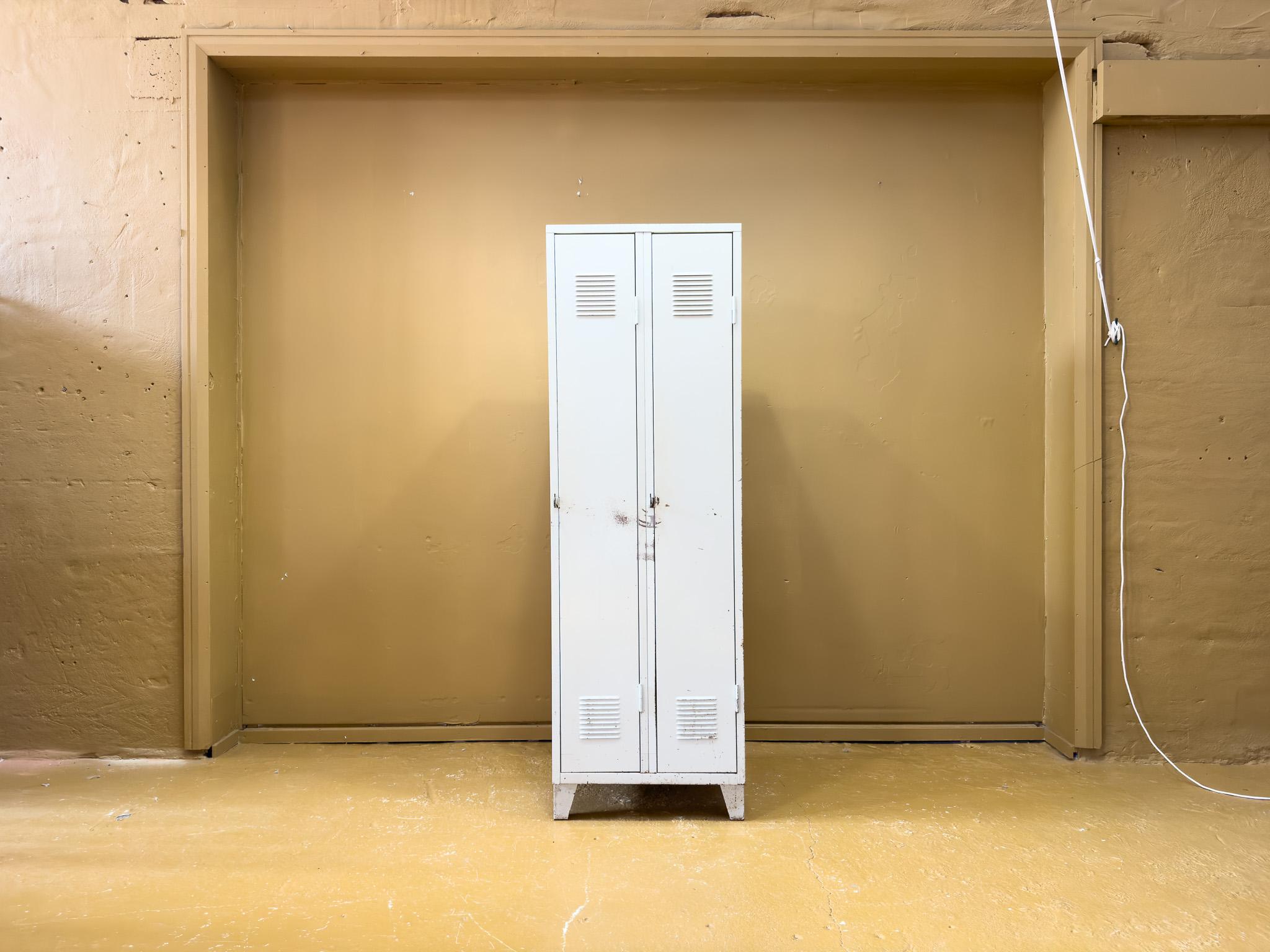 Add a touch of industrial charm to your space with this vintage metal locker cabinet. With its minimalist design and utilitarian aesthetic, this piece is both functional and stylish.

Constructed from durable metal, the locker features two tall