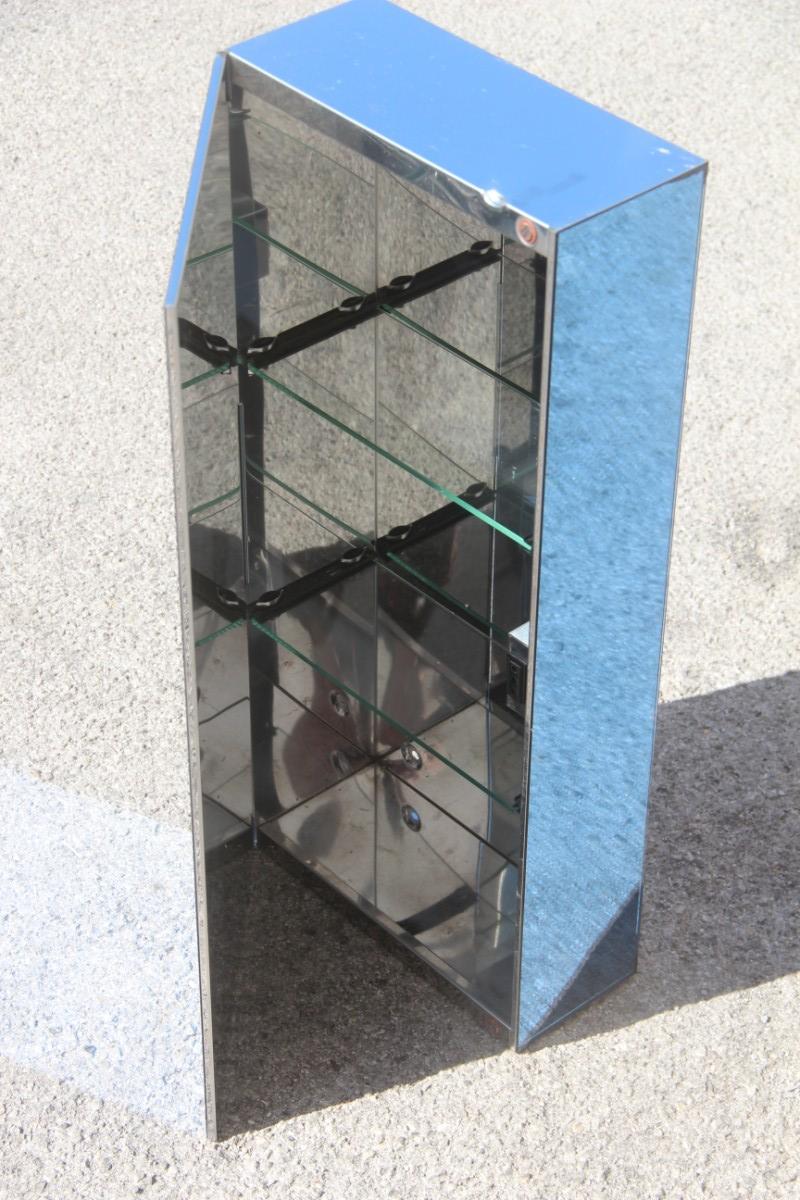 Mid-Century Modern Locker Rectangular Cobalt Blue Glass Italy Design 1960 Mirror Art Bathroom Veca For Sale