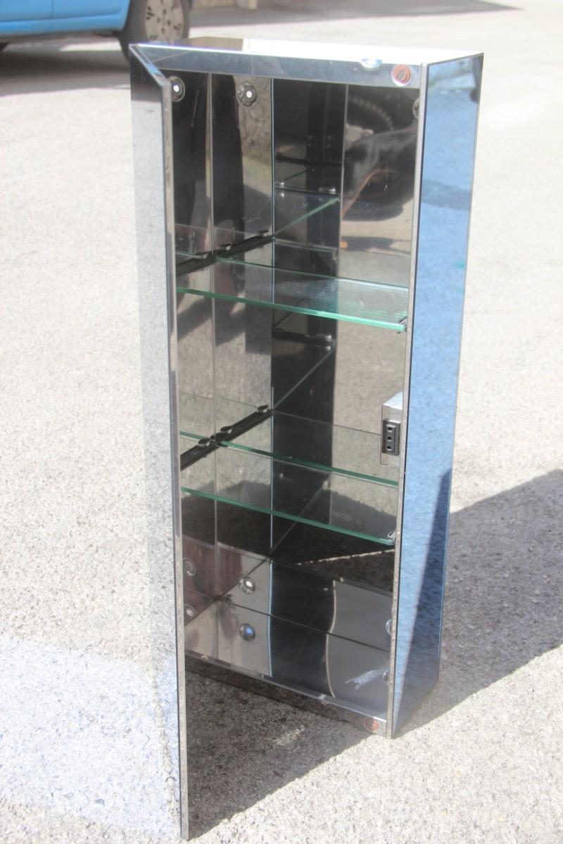 Locker Rectangular Cobalt Blue Glass Italy Design 1960 Mirror Art Bathroom Veca In Good Condition For Sale In Palermo, Sicily