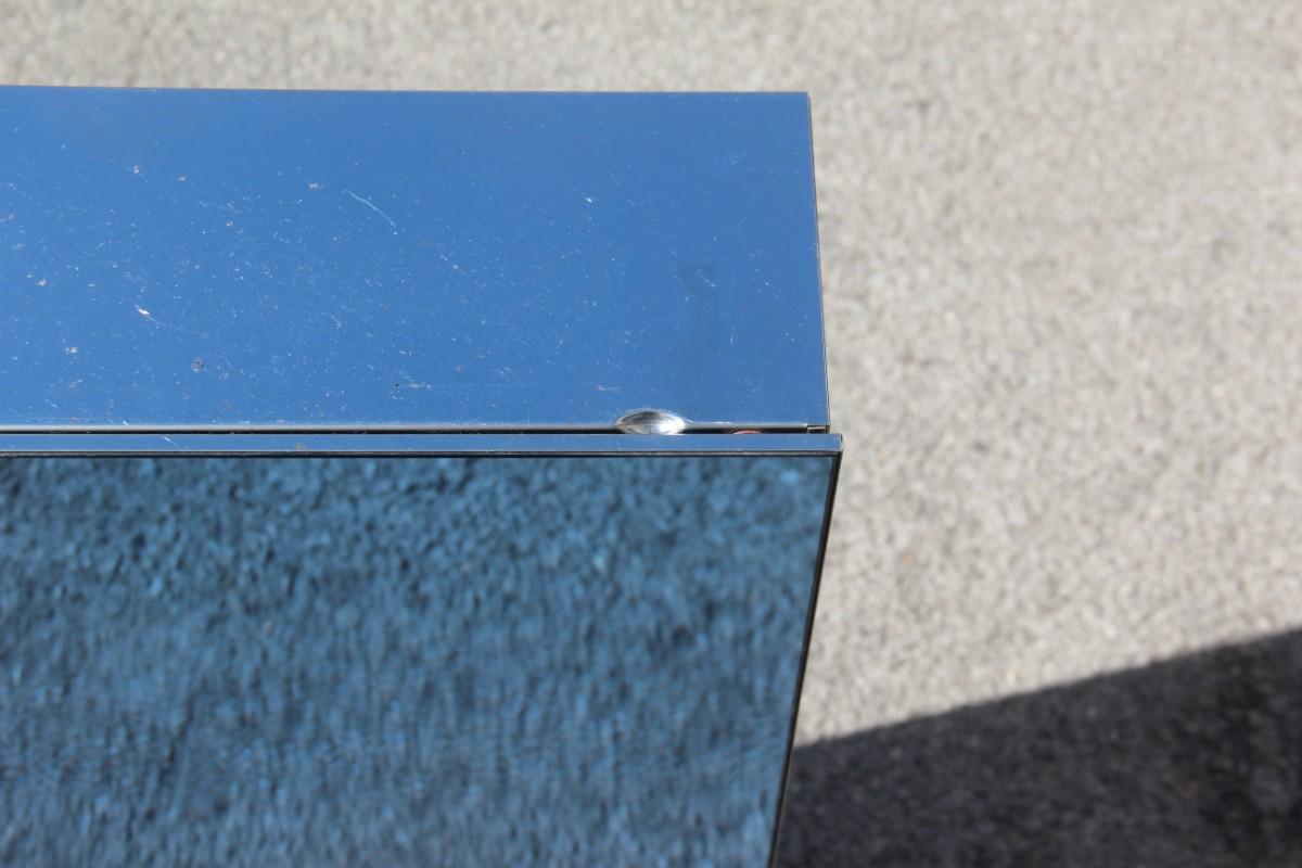 Steel Locker Rectangular Cobalt Blue Glass Italy Design 1960 Mirror Art Bathroom Veca For Sale