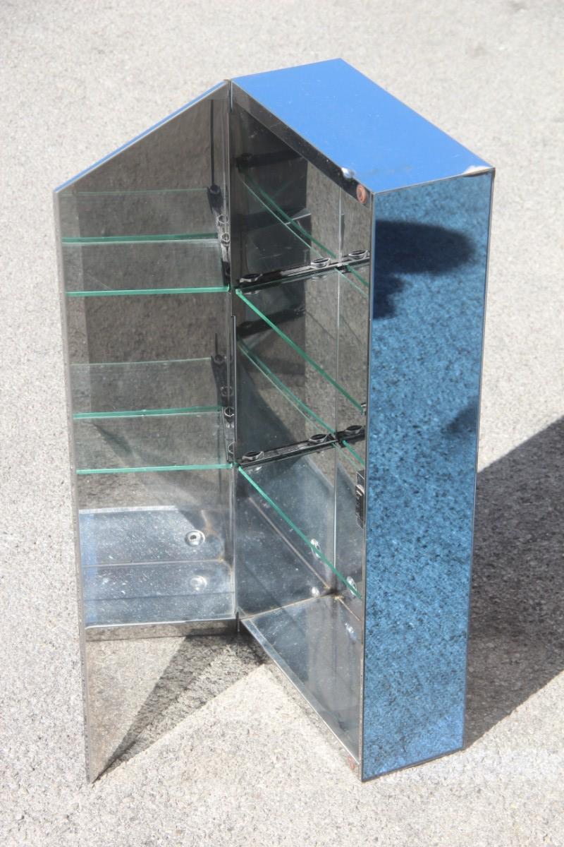 Locker Rectangular Cobalt Blue Glass Italy Design 1960 Mirror Art Bathroom Veca For Sale 1
