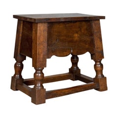 Locker Seat, Victorian in Jacobean Taste, English Oak Joint Stool, circa 1900
