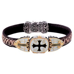 Locket Bracelet with Leather, Dimitrios Exclusive B70