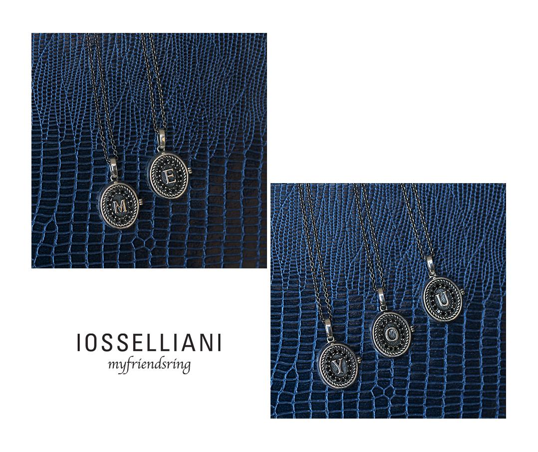Locket Necklace with Initials in Silver and Black Diamond Pavé from Iosselliani In New Condition For Sale In Rome, IT