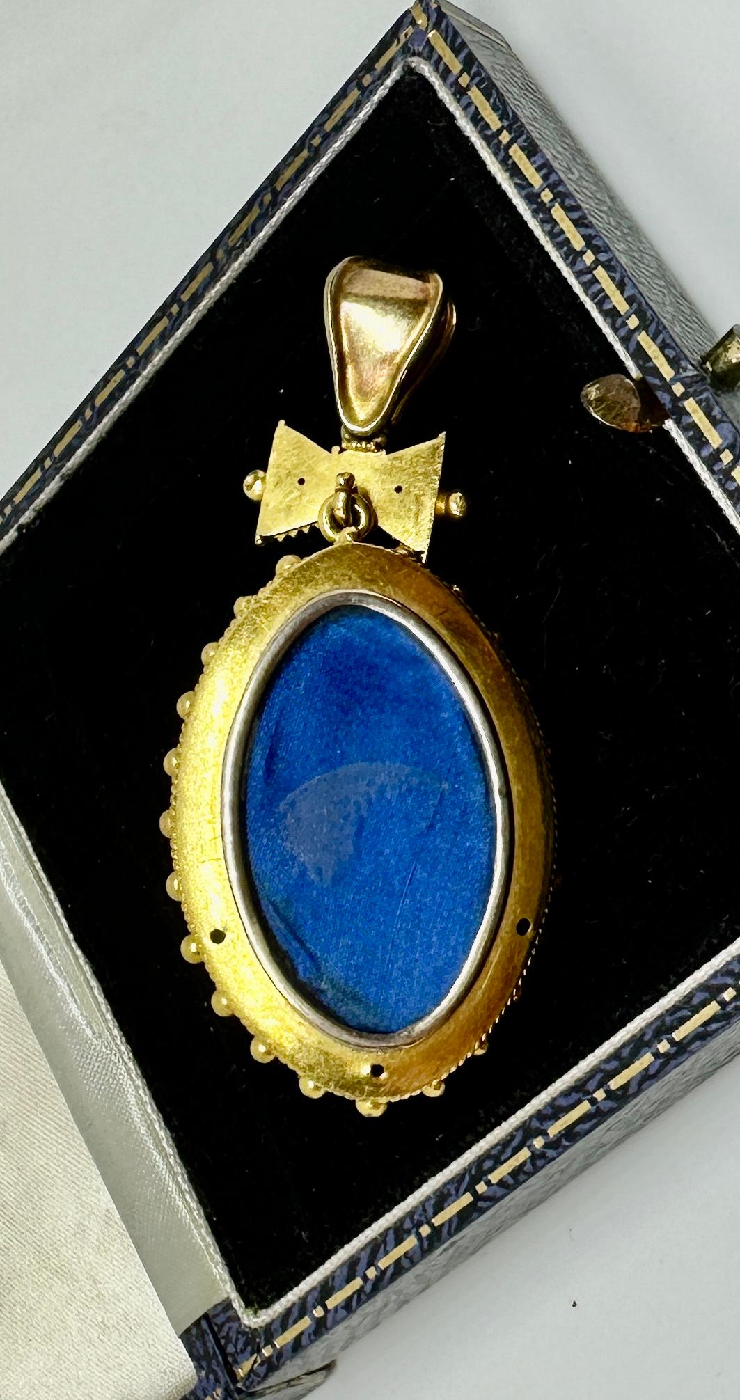 Locket Pendant Antique Angel Skin Coral Rose Cut Diamond Enamel 18 Karat Gold For Sale 1