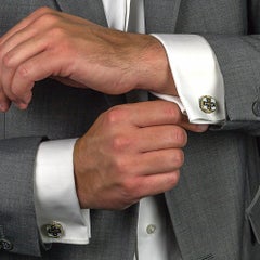 Locket Sterling Silver Cuff-Links with Enamel, Dimitrios Exclusive MA75