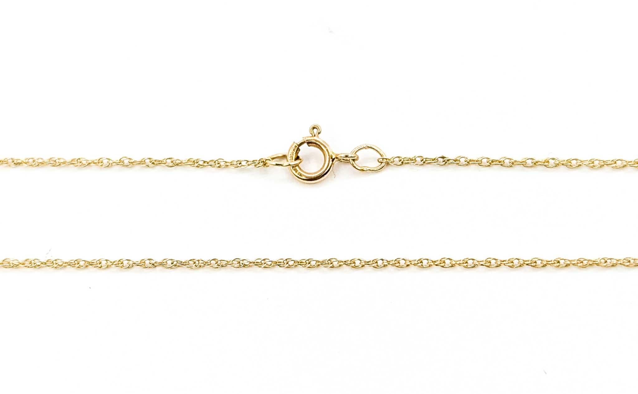 Ciondolo a forma di cuore con diamante e catena in oro giallo 14k in vendita 4