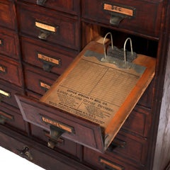 Locking Office Specialty Mfg, Rochester NY Oak 32-Drawer Country Store Cabinet