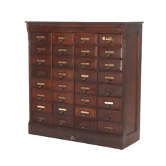 Locking Office Specialty Mfg, Rochester NY Oak 32-Drawer Country Store Cabinet