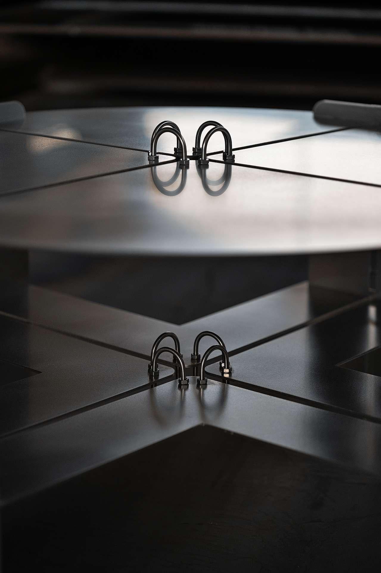 Brushed Lockwerk Coffee Table - design Giorgio Bena For Sale