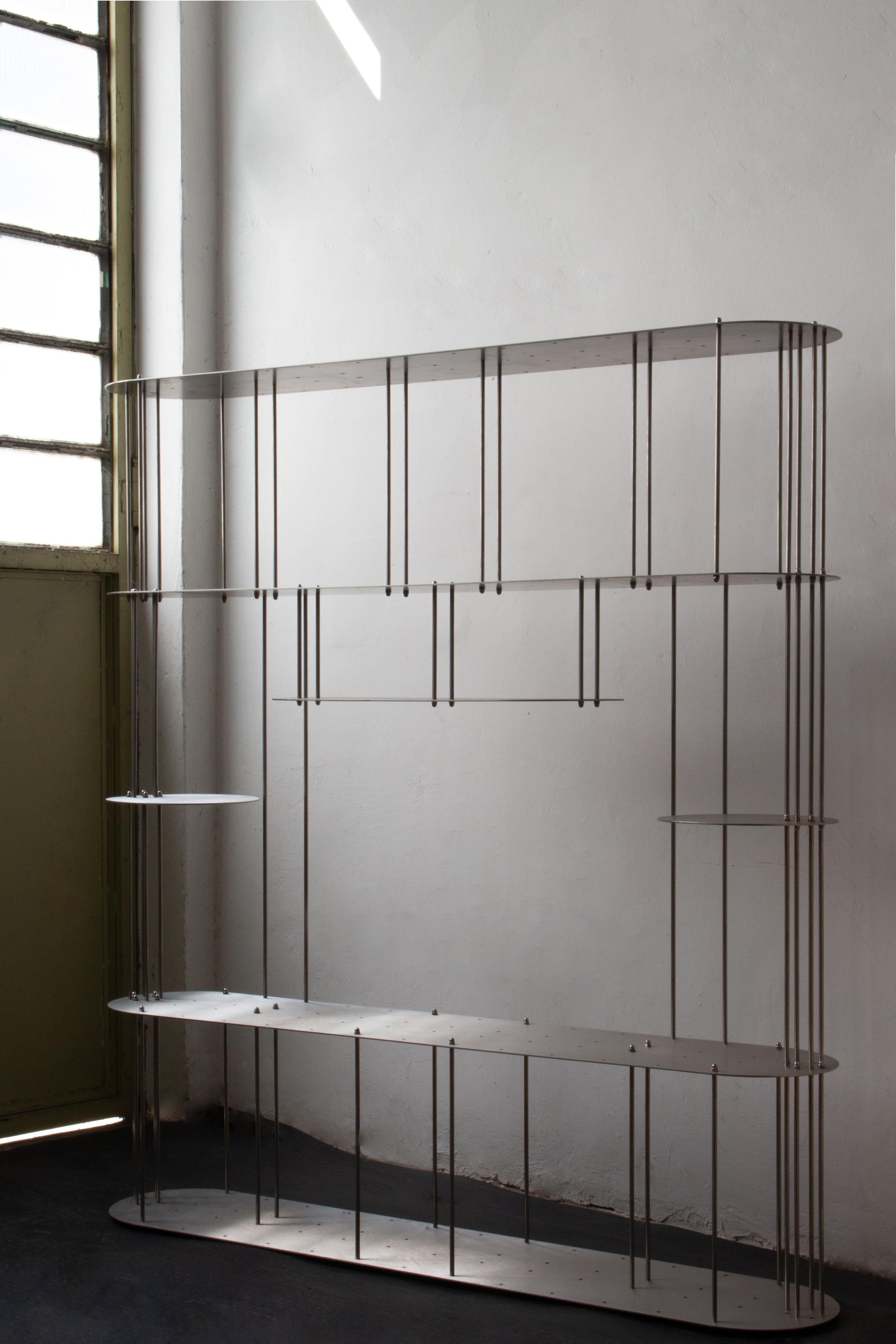 Brushed Lockwerk Lounge Shelf - design Giorgio Bena For Sale