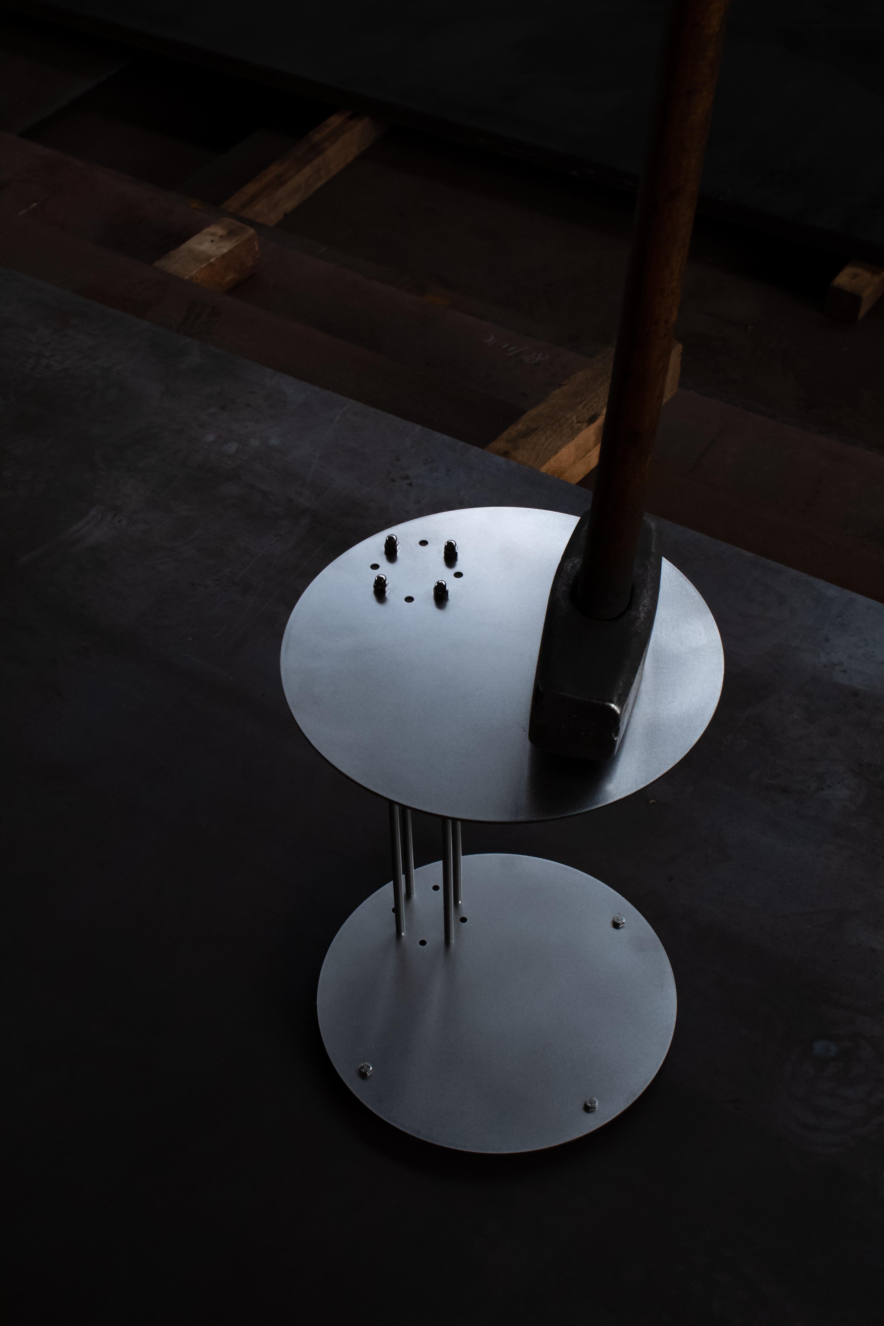 Stainless Steel Lockwerk Side Table - design Giorgio Bena For Sale