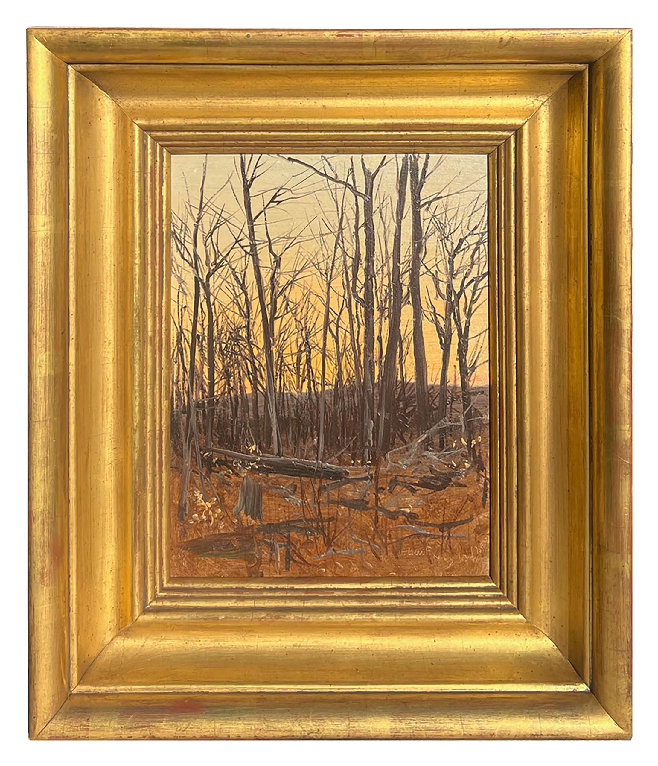 Schreibtisch-Wälder-Szene, Katzenskulpturen von Lockwood DeForest (Amerikaner, 1850-1932)