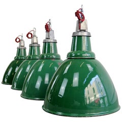 Locomotive Factory Industrial Pendant Lights by Thorlux, circa 1930s