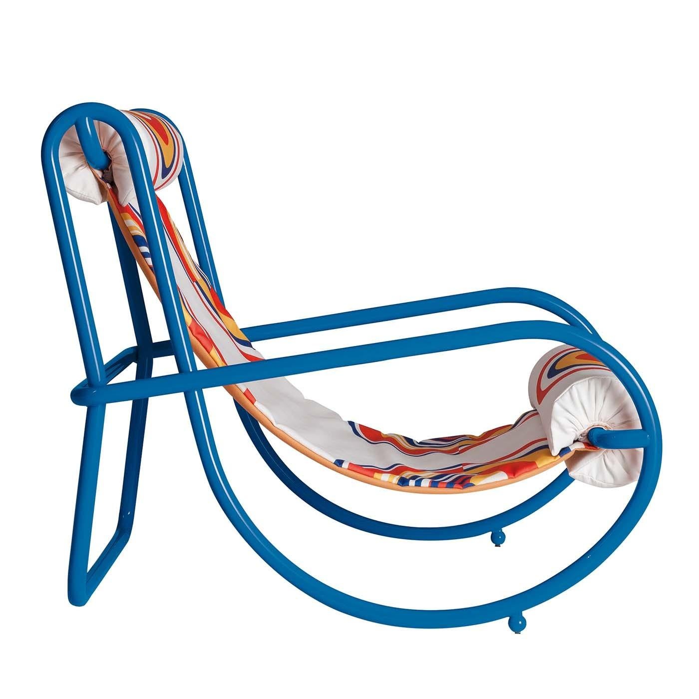 Italian Locus Solus Blue Armchair by Gae Aulenti For Sale