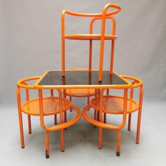 Locus Solus, Gae Aulenti, Orange Set with 4 Chairs