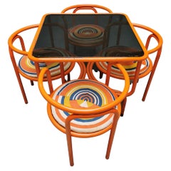Locus Solus, Gae Aulenti, Orange Set with 4 Chairs
