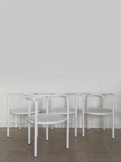 "Locus" White Metal Chairs Design Gae Aulenti for Poltronova Italy 1960s