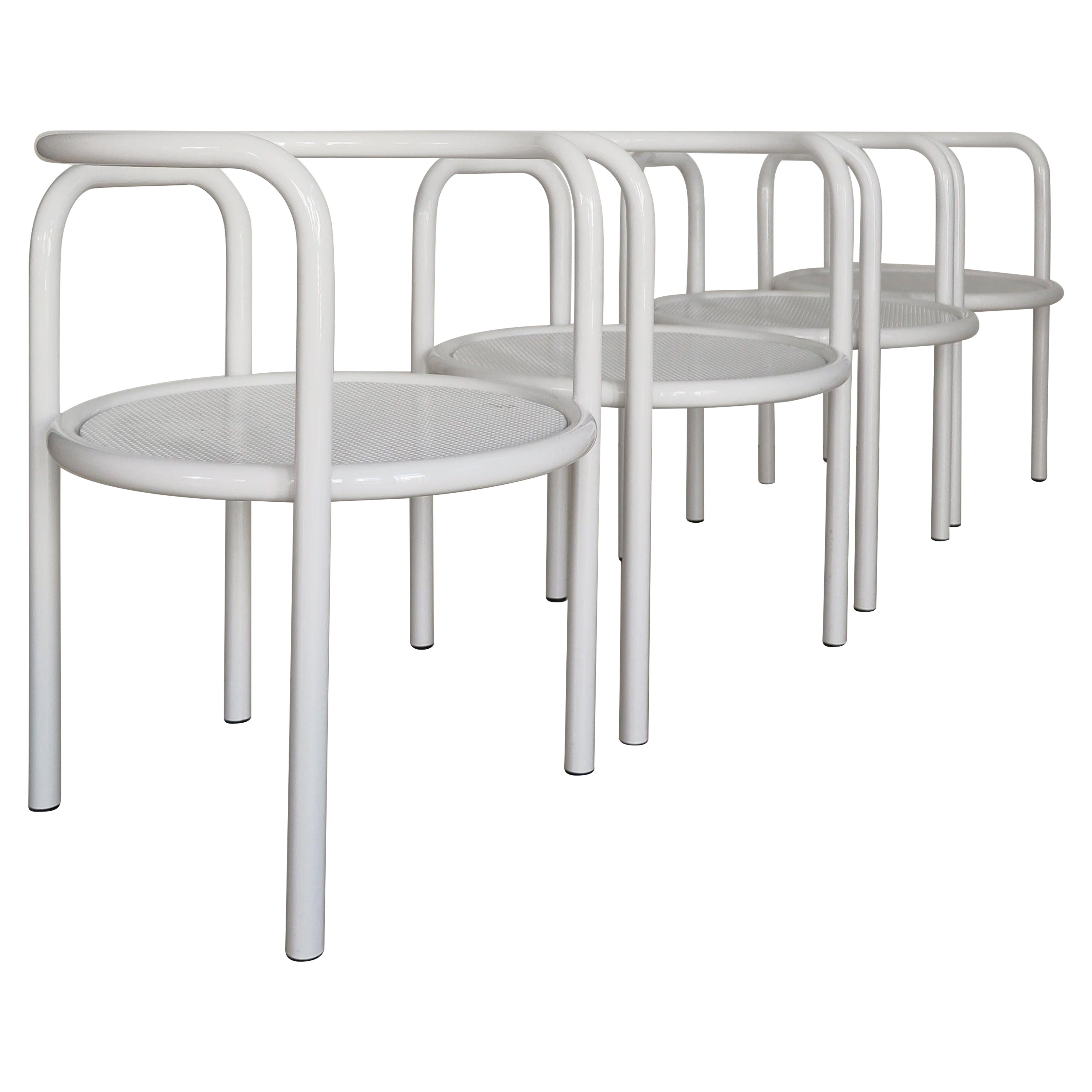 "Locus" Sedie in metallo bianco Design Gae Aulenti per Poltronova Italia 1960s in vendita