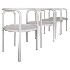 "Locus" White Metal Chairs Design Gae Aulenti for Poltronova Italy 1960s