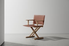 Chaise de salle à manger Lodge en Oak Oak et cuir par Jean-Marie Massaud pour District Eight