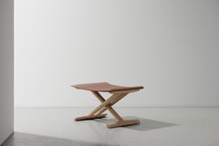 Lodge Ottoman in Oak and Leather by Jean Marie Massaud for District Eight