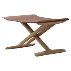 Lodge Ottoman in Oak and Leather by Jean Marie Massaud for District Eight