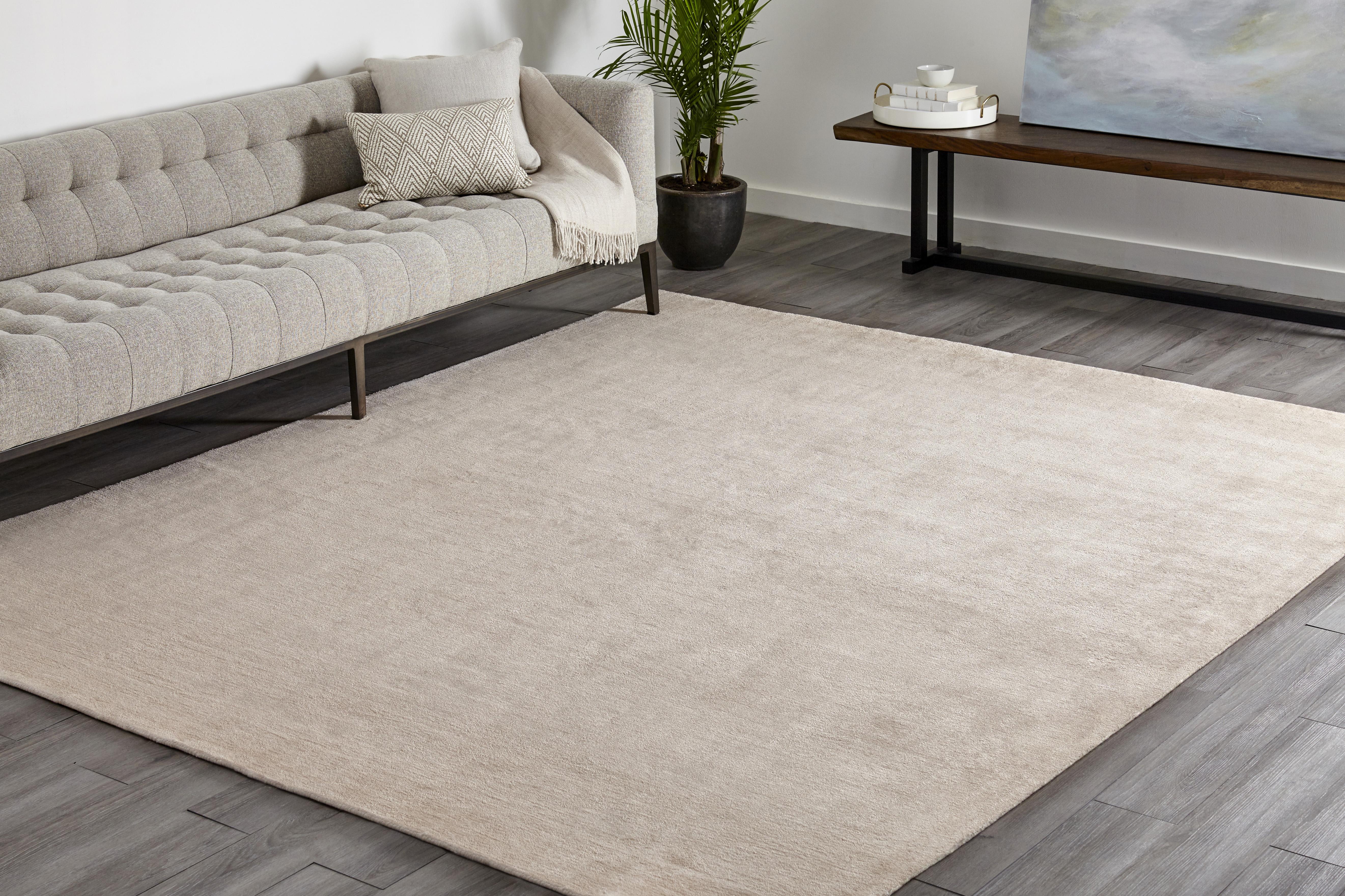Lodhi, Contemporary Solid Loom Knotted Area Rug, Sepia For Sale 2