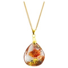 Collar Colgante Cristal de Lodolita / Cuarzo Jardín, rojo, naranja, amarillo, verde