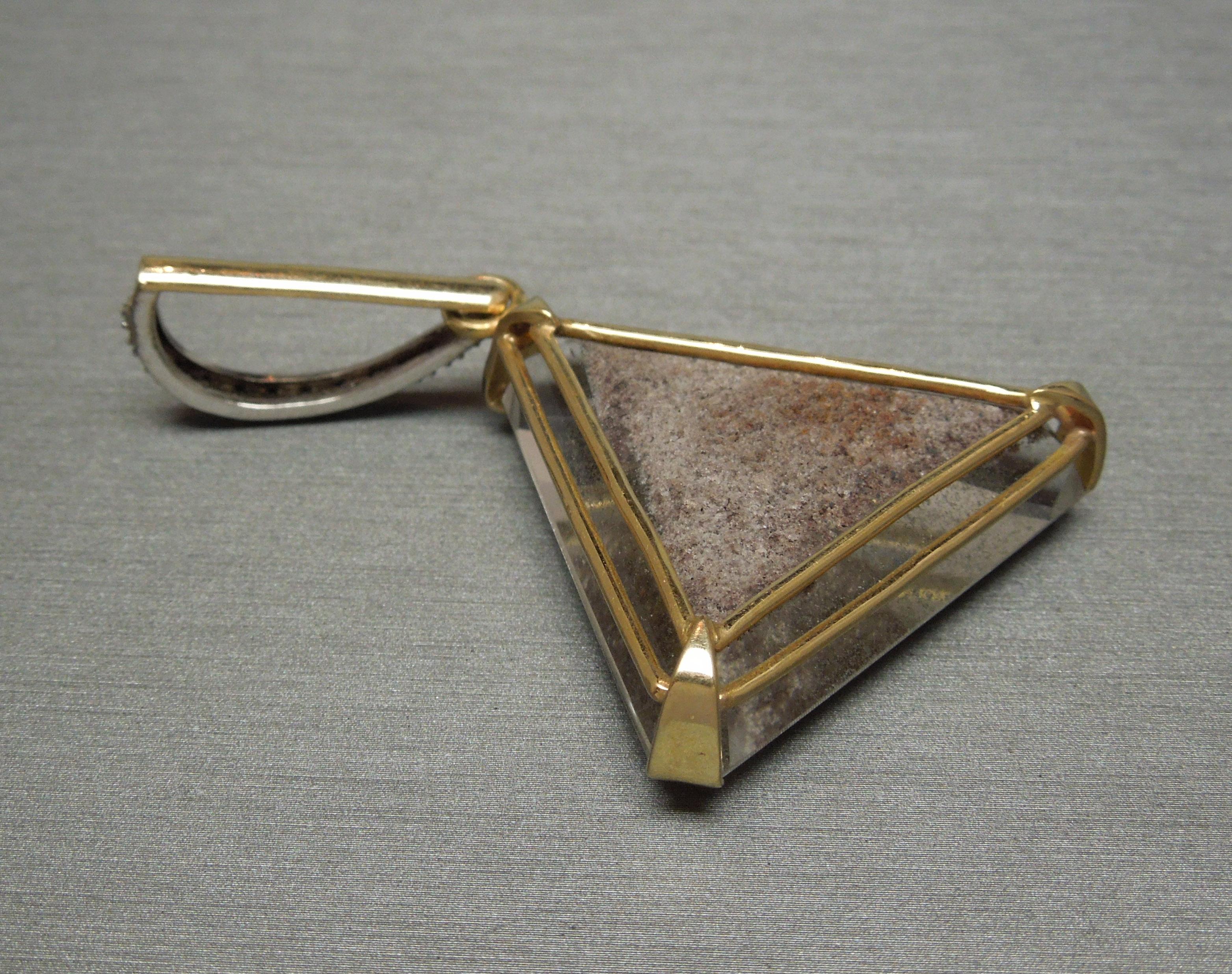 Egyptian Revival 14 Karat Lodolite Pyramid Amulet  For Sale