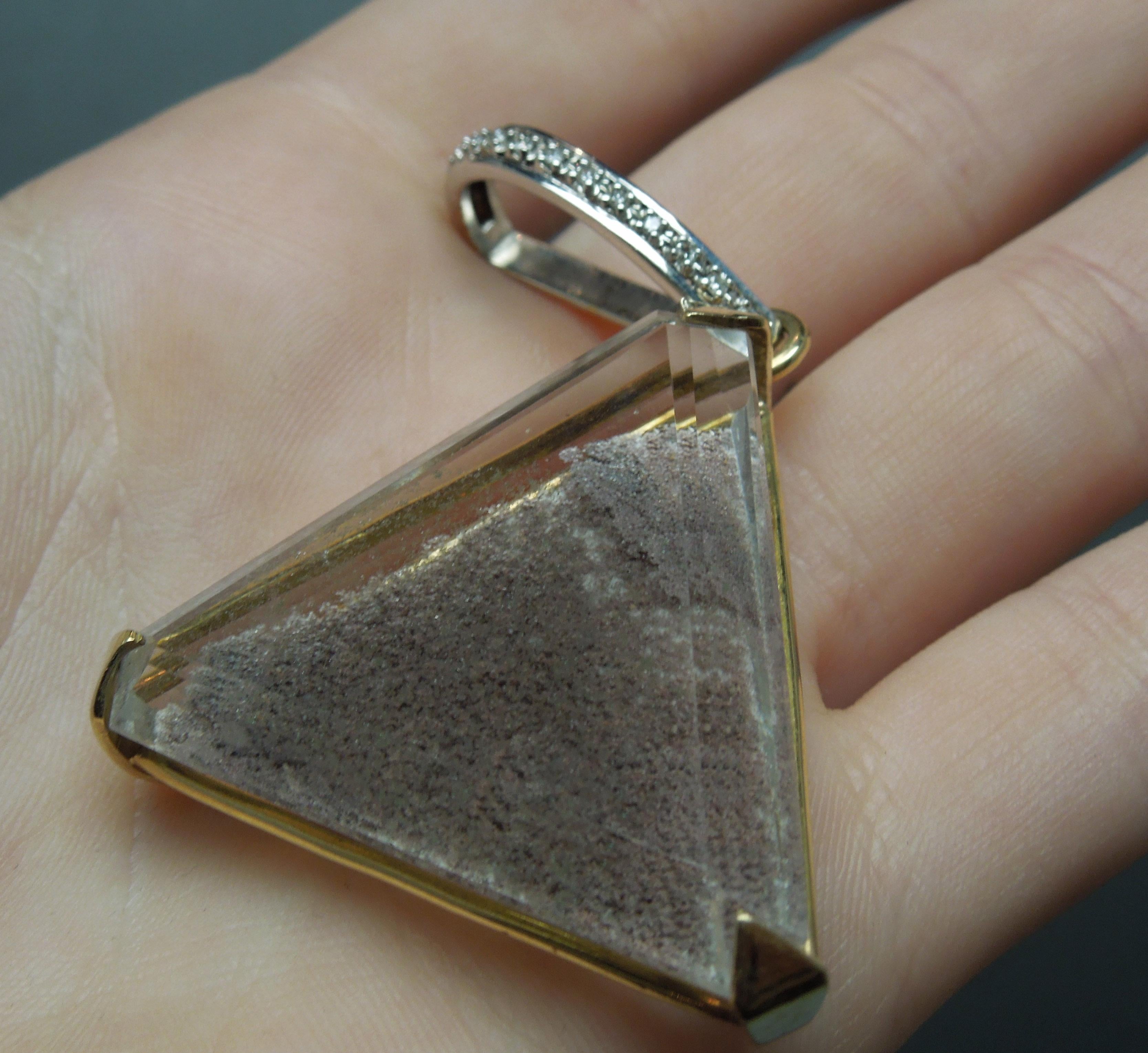 Women's or Men's 14 Karat Lodolite Pyramid Amulet  For Sale