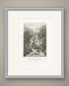 Lodore Cataract, Cumberland, Antique Waterfall View Engraved by Martini, 1848