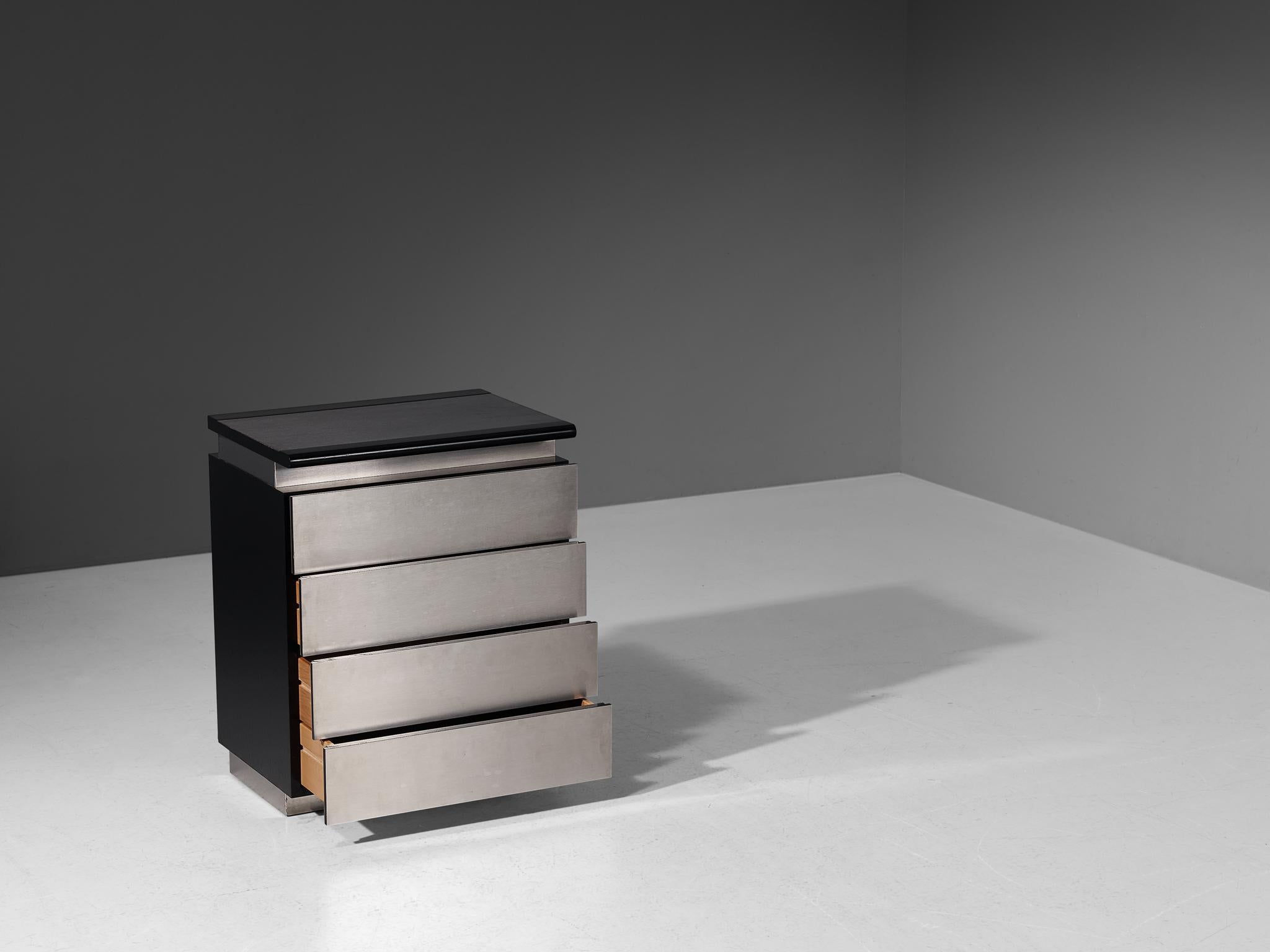 Italian Lodovico Acerbis Chest of Drawers in Brushed Aluminum and Lacquered Oak  For Sale
