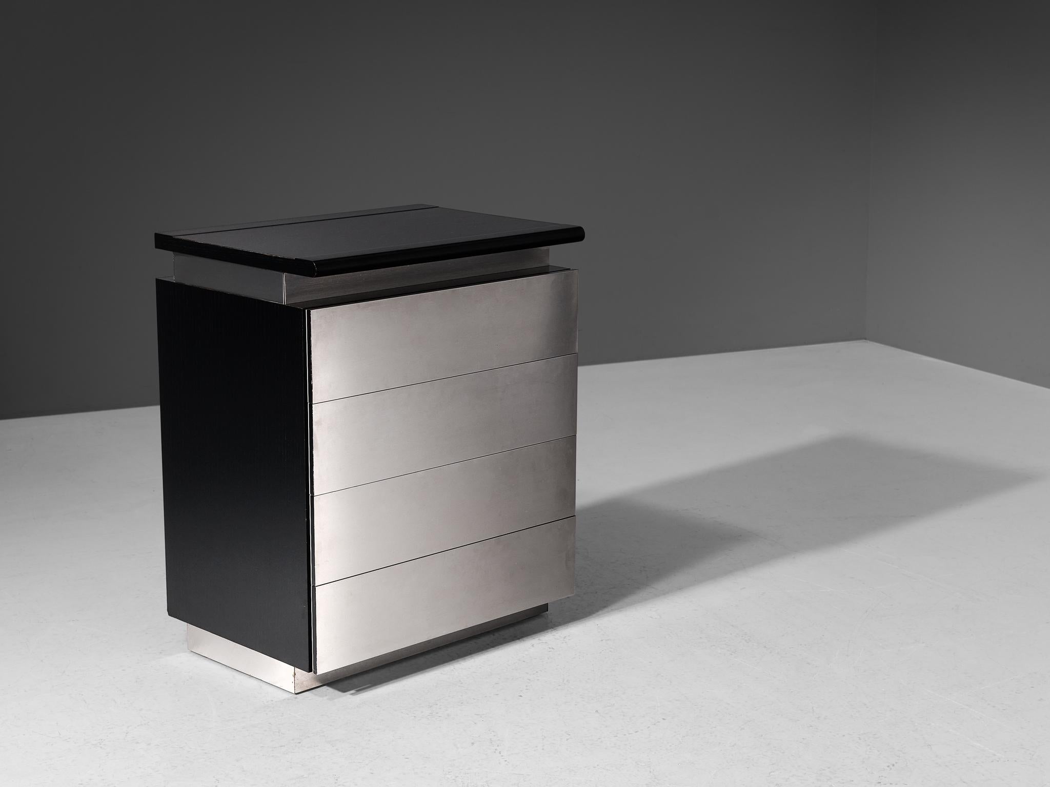 Lodovico Acerbis Chest of Drawers in Brushed Aluminum and Lacquered Oak  For Sale 2