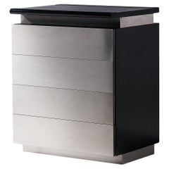 Retro Lodovico Acerbis Chest of Drawers in Brushed Aluminum and Lacquered Oak 