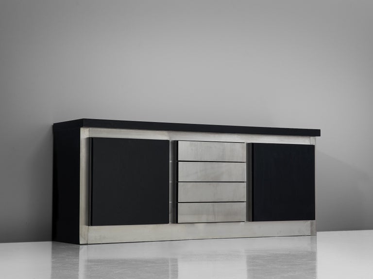 Steel Lodovico Acerbis Sideboard in Stained Oak and Aluminium For Sale