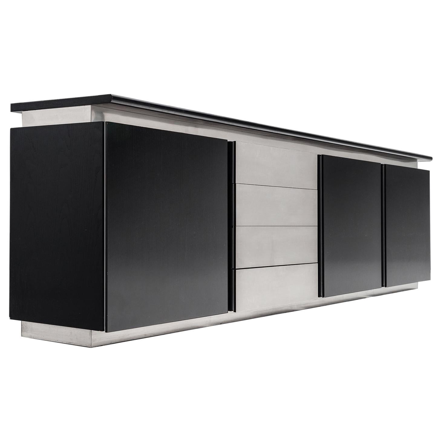 Lodovico Acerbis Sideboard in Stained Oak and Aluminium
