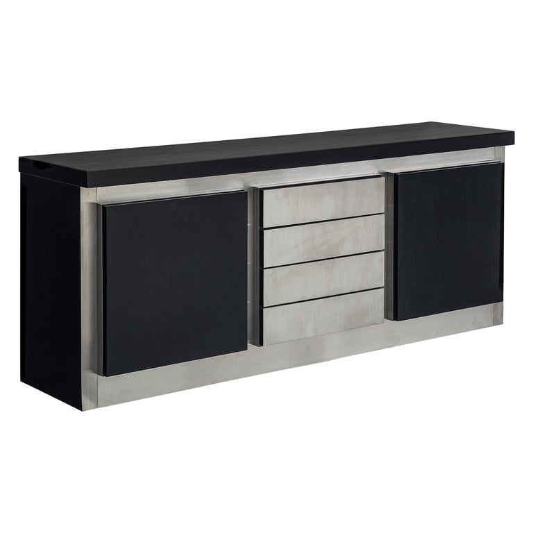 Lodovico Acerbis Sideboard in Stained Oak and Aluminium For Sale
