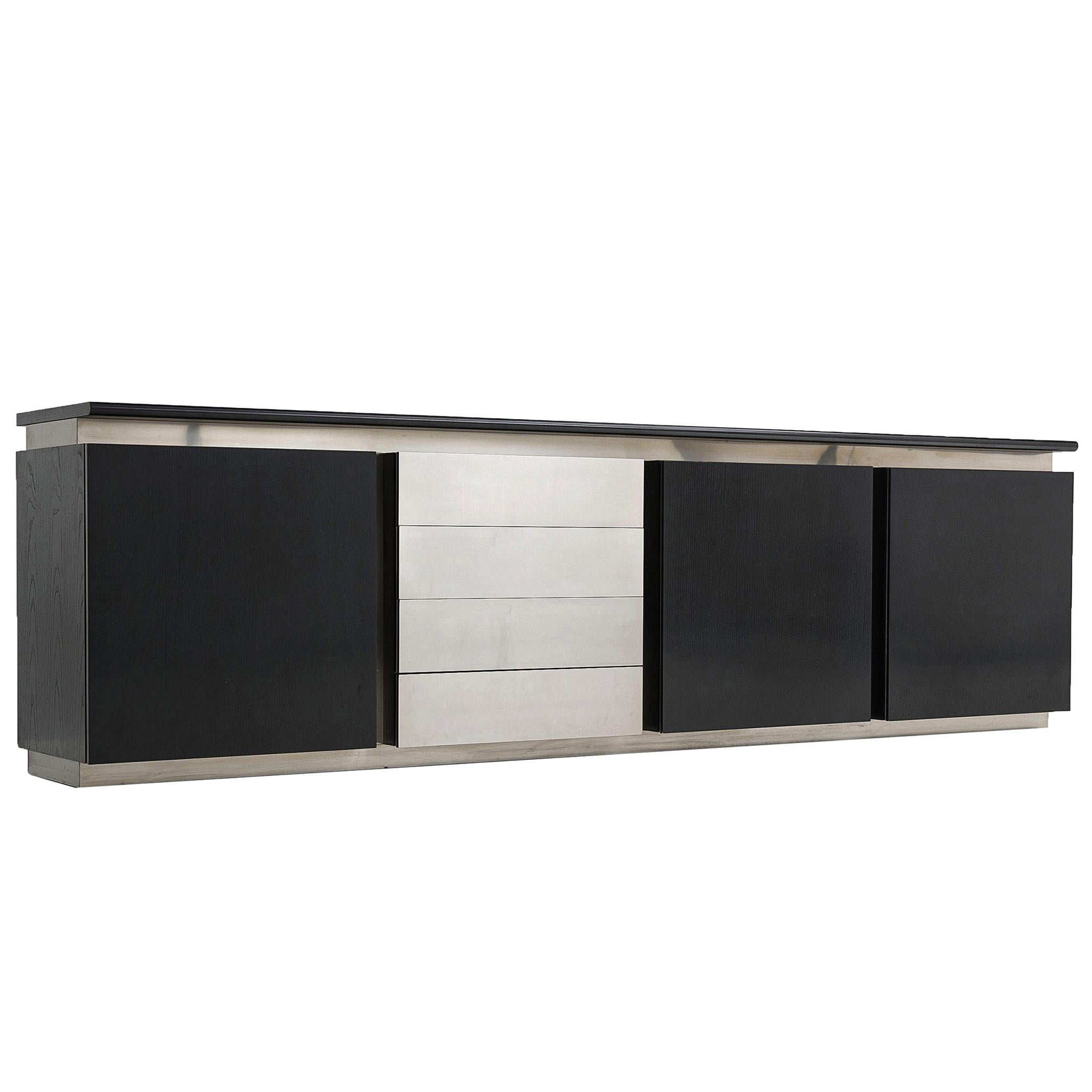 Lodovico Acerbis Sideboard in Stained Oak and Aluminium