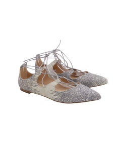 Loeffler Randall Ambra Snakeskin Embossed Flats in Beige Leather