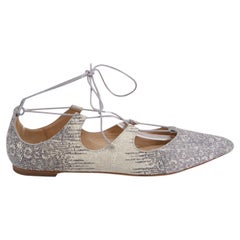 Loeffler Randall Ambra Snakeskin Embossed Flats in Beige Leather